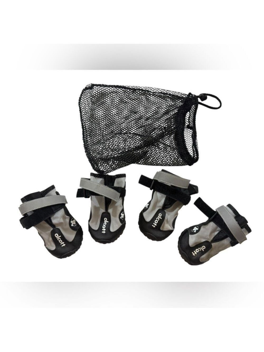 Alcott Dog Adventure Boot Shoes Reflective Black/Gray Set SzMed